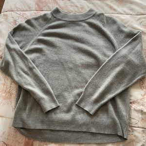 Grey Mock Neck Knit Sweater